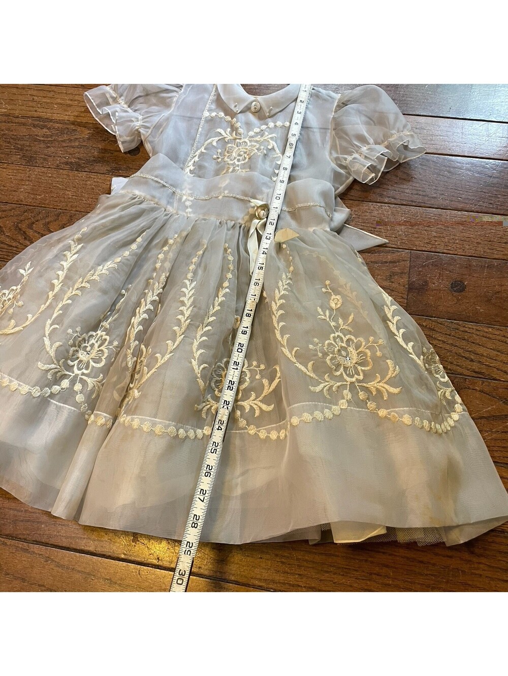 VTG Girls Sheer White Dress 50s 60s 1st Communion Flower Girl Wedding Size 5? - Picture 2 of 6
